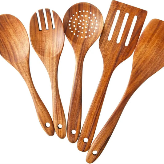 Pack Of 5 - Wooden Spoon Set Cooking Spoon