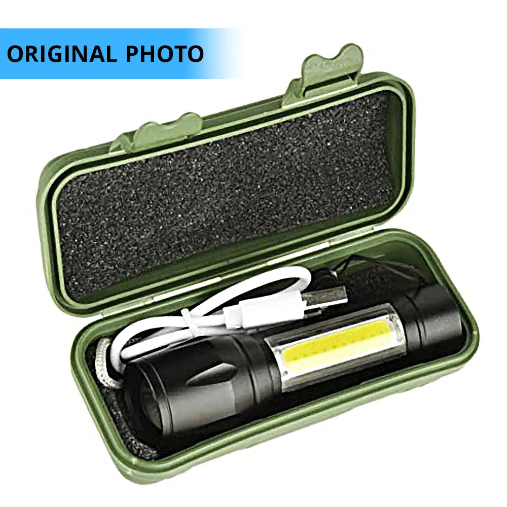 Zoomable Metal COB Flash Light Torch
