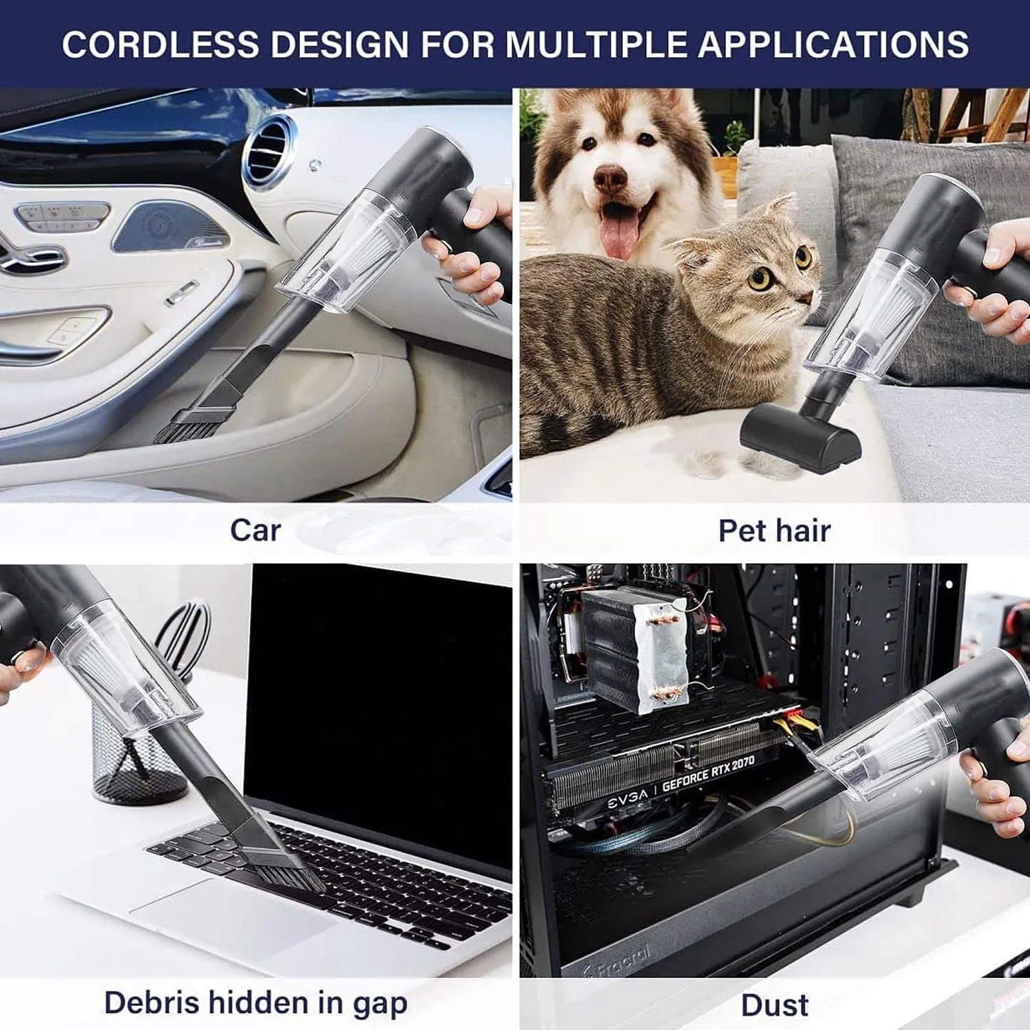 MAZ Premium 3 in 1 Car Mini Vacuum Cleaner with Blower Wireless Portable Rechargeable Handheld High Power Suction Vacuum Cleaning Machine for Home Car Computer Keyboard Cordless Air Blowing Dusting