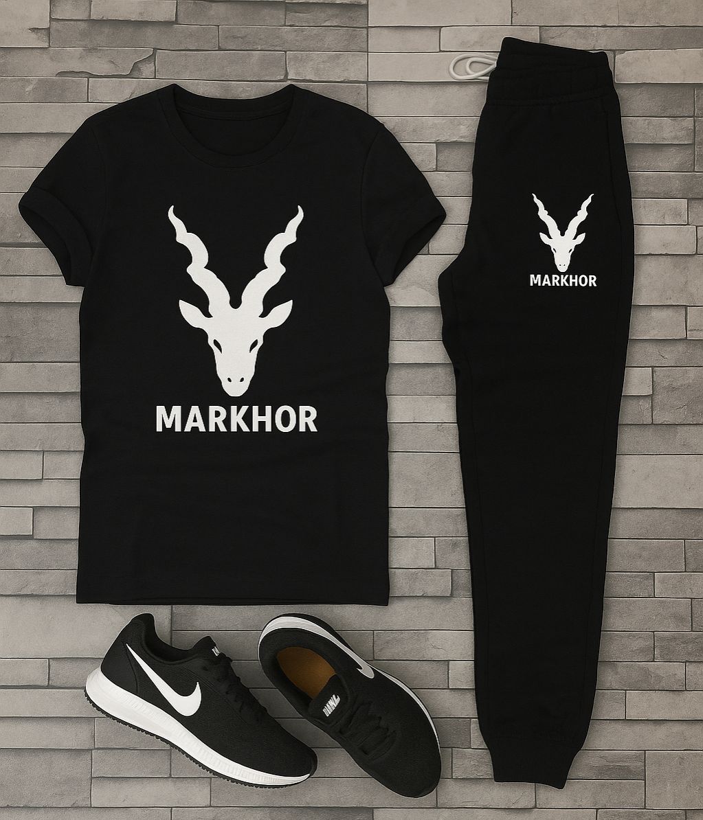 White & black markhor printed T-Shrit