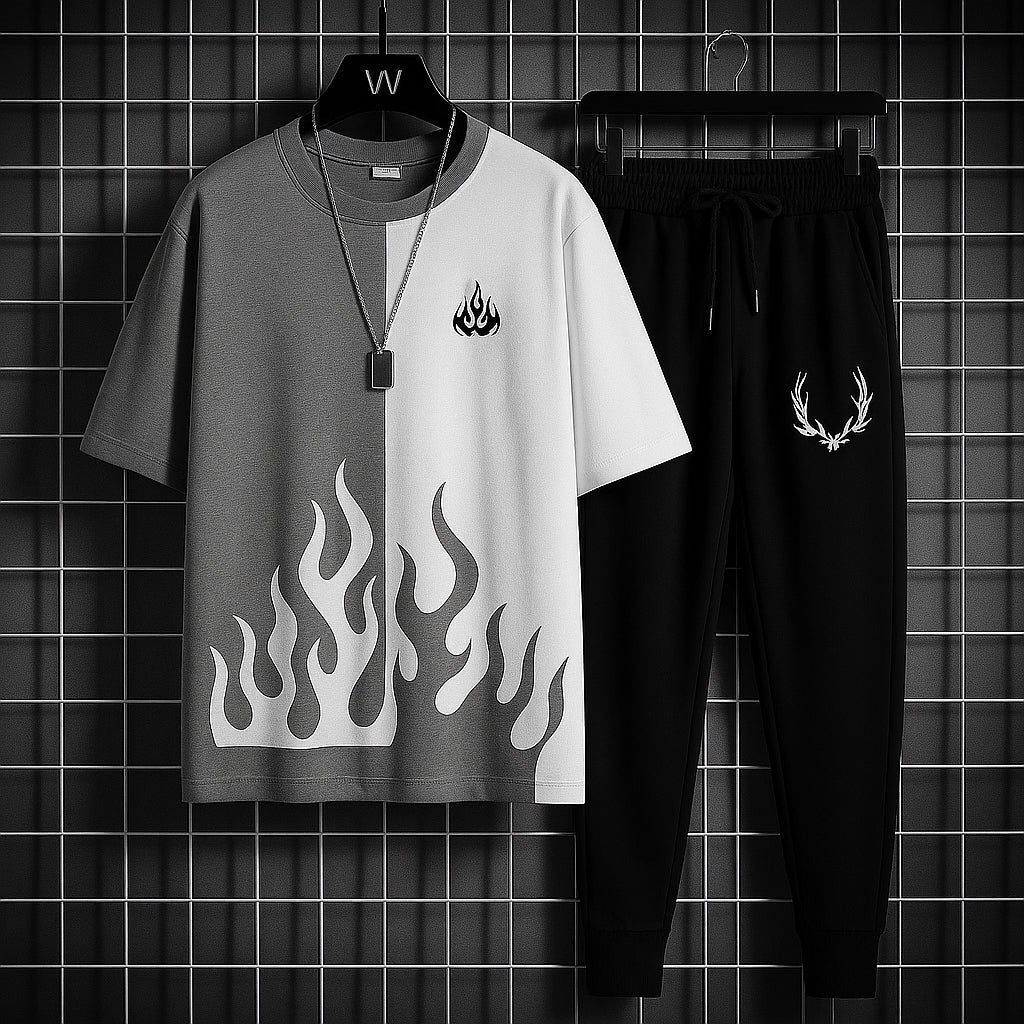 White & black markhor printed T-Shrit