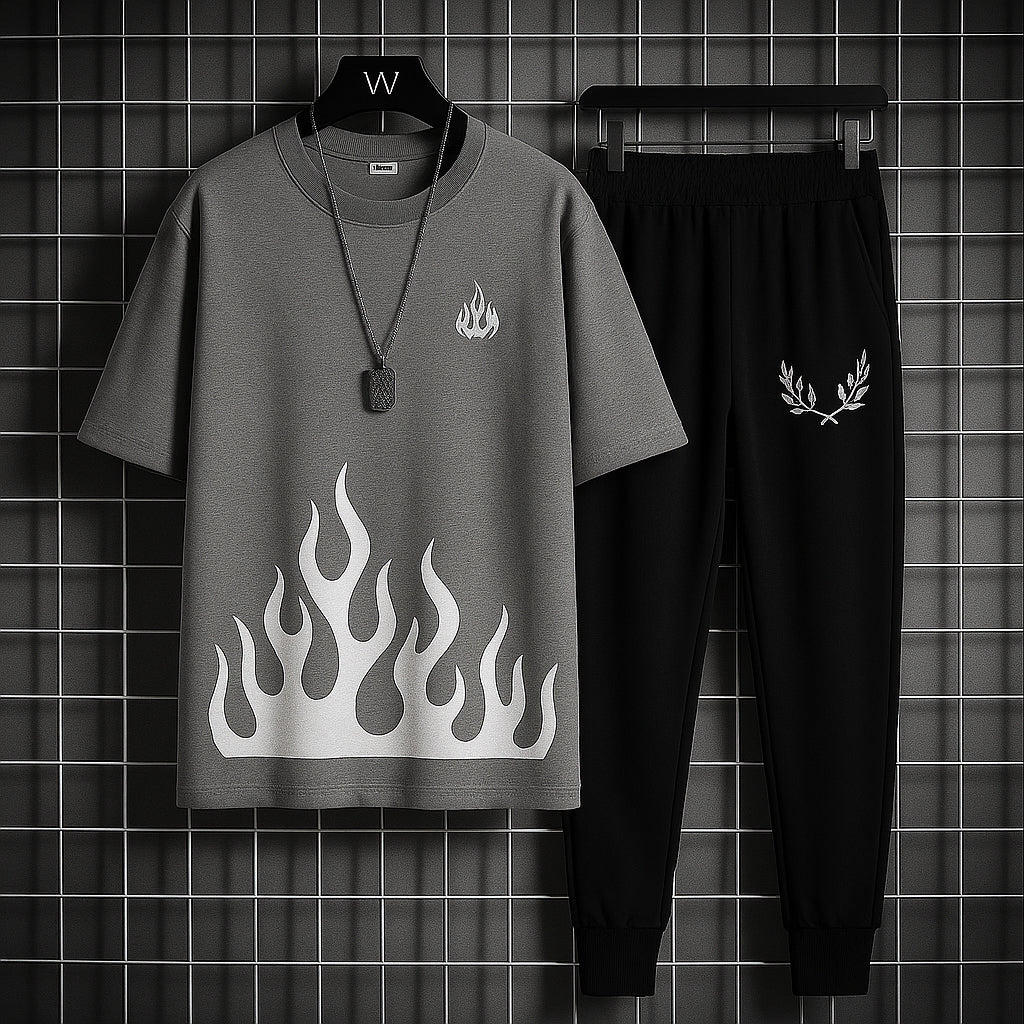 White & black markhor printed T-Shrit