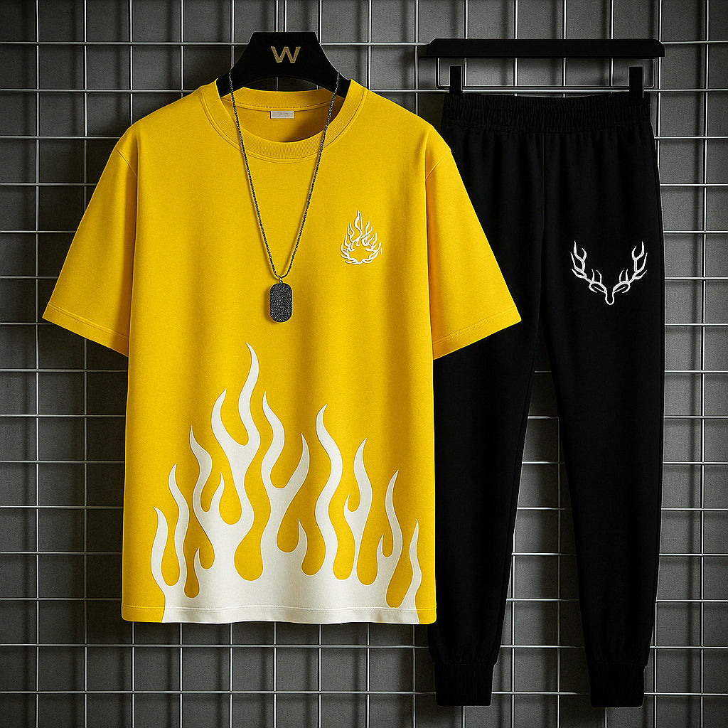 White & black markhor printed T-Shrit
