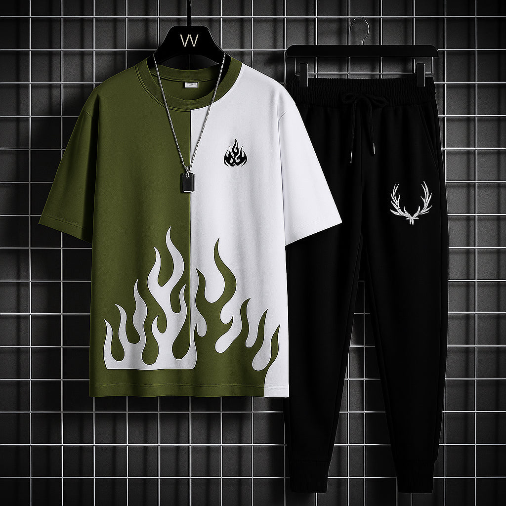 White & black markhor printed T-Shrit