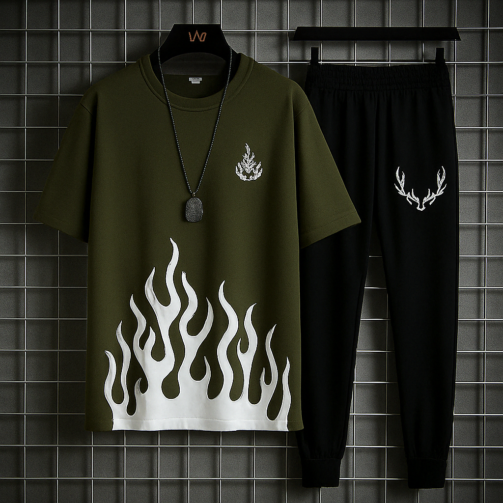 White & black markhor printed T-Shrit