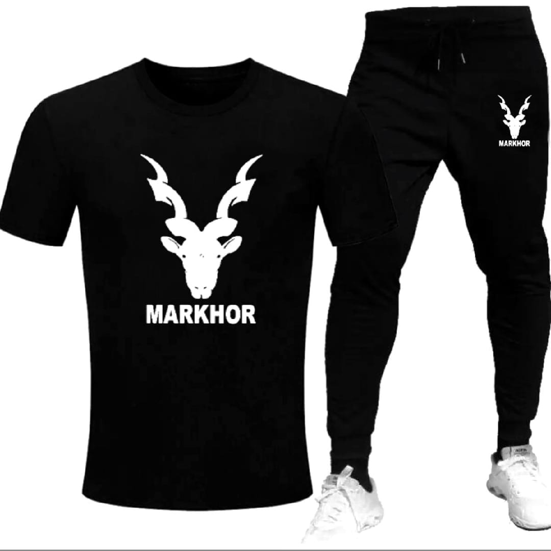 White & black markhor printed T-Shrit
