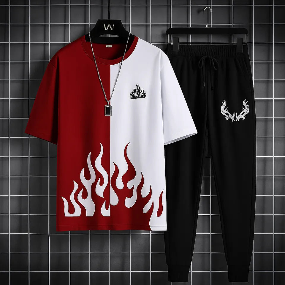 White & black markhor printed T-Shrit